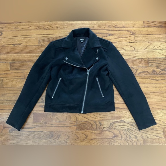 Premise Studio Black Faux Suede Leather Moto Style Jacket Women’s Size Small - Picture 4 of 10